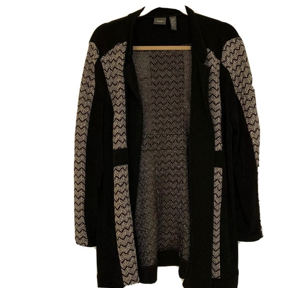 Chico's Sweaters - Travelers Chico's Open Jacket Black Gold Metallic